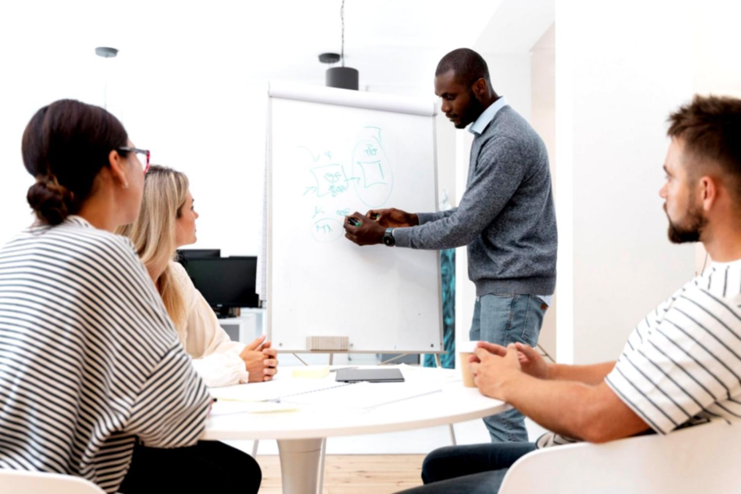 Groupe en session de travail collaboratif